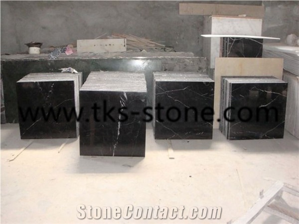 Black Marquina Marble Slabs & Tiles, Nero Moroccan Marble Wall Covering Tiles