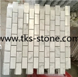 China Carrara White Marble Mosaic for Interior Decoration,Polished Mosaic Pattern and Tiles