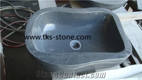 G654 Granite,China Black Granite Sinks & Basins,Black Granite Wash Basin and Bathroom Sink/Round Black Granite Wash Basin and Bathroom Sink/ Washbasin / Bathroomsink
