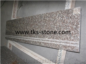 G664 Pink Granite, Porrino/Luoyuan Red Granite in Stair Steps with Anti Slip, Treads and Risers