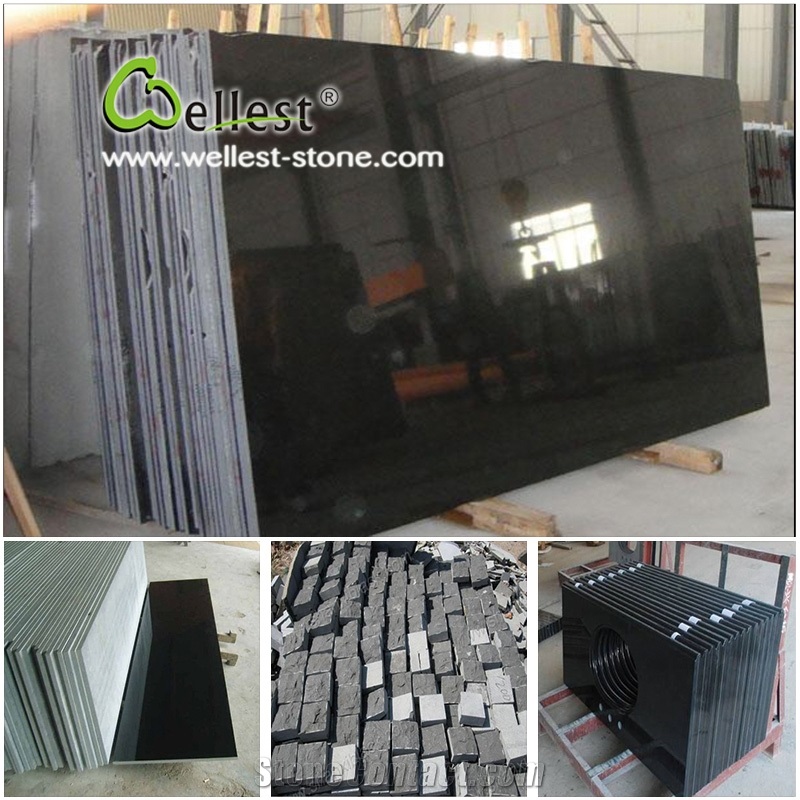 Absolutely Black Granite Wall/ Floor Covering Tiles & Slab,Wall/ Floor Tiles,Skirting,Nero Assoluto China Black Granite Slabs,Supreme Shanxi Black Granite,Grade-A,Good Quality