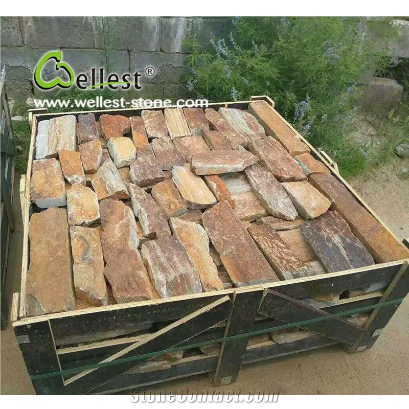 Best Price China Apricot Slate Loose Ledge Stone Cultured Stone for Outdoor
