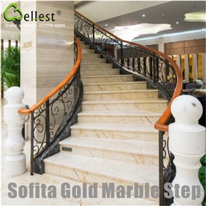 China Factory Beautiful Veins Polished Marble Stair Treads for Hotel
