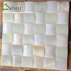 China Light Green Polished Onyx Mosaic for Background Wall
