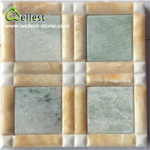 China Light Green Polished Onyx Mosaic for Background Wall