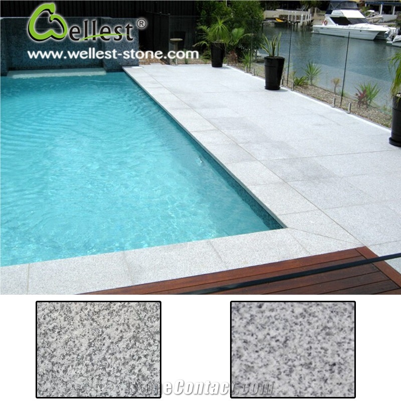 China Natural Flamed Finished Grey Granite Swimming Pool Coping Tiles