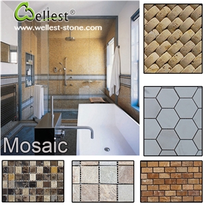 China Suppplier Natural Polished Marble Bathroom Mosaic for Walling