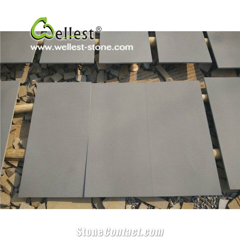 Hainan Grey Honed Basalt Tiles , Grey Basalt Stone Flooring Covering Tiles