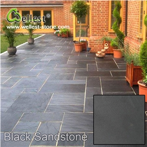 High Quality China Honed Finished River Black Sandstone Tile & Slab for Floor Tile