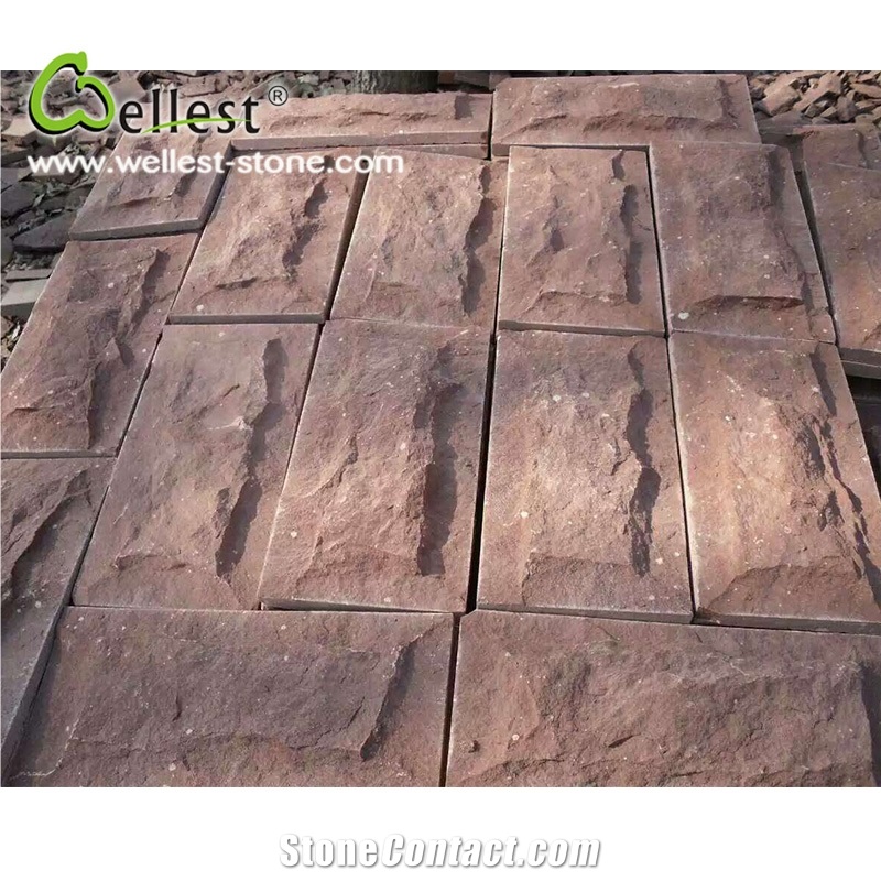 High Quality Natural Red Color Good Price Mushroom Stone for Wall Tiles
