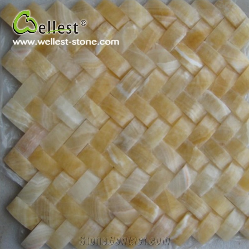 Honed Finished Natural Beige Color Onyx Mosaic for Wall Decoration