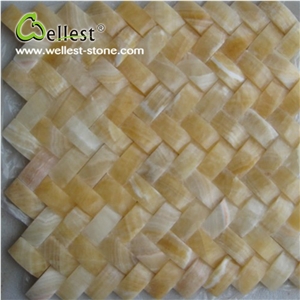 Honed Finished Natural Beige Color Onyx Mosaic for Wall Decoration