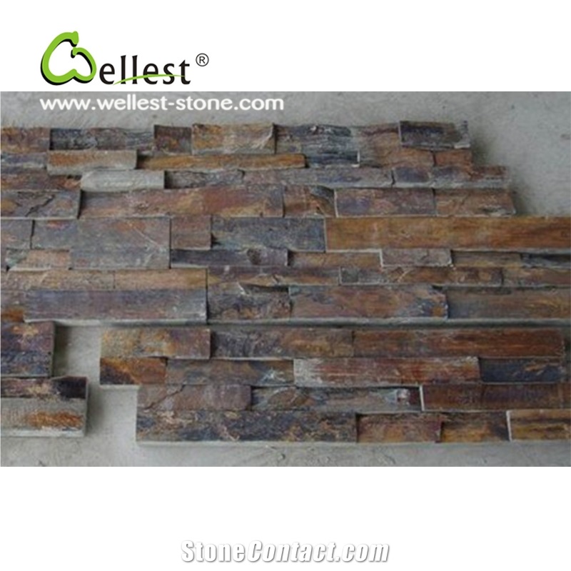 Hot Selling Good Price S015 Rusty Color Slate Cultured Stone / Ledge Stone