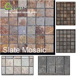 Hot Selling Natural Rusty Slate Background Wall Mosaic for Decoration