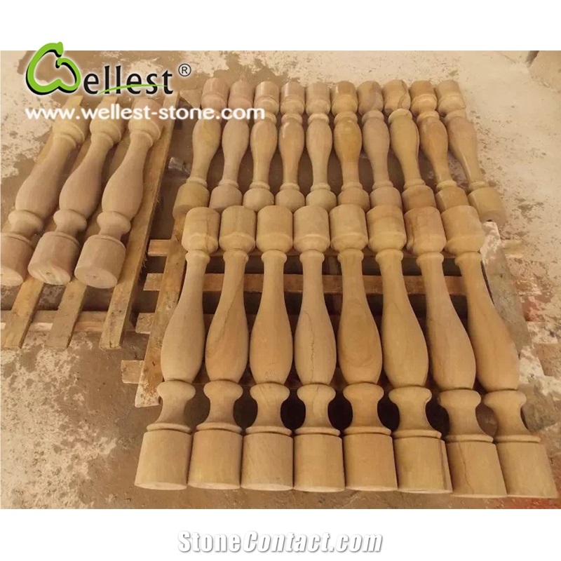 New Design Yellow Sandstone Baluster with Honed Finished