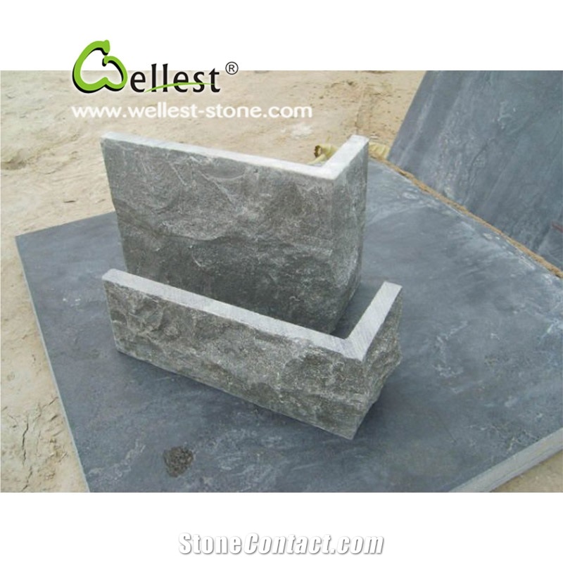 New G654 Dark Grey Granite Corner Stone, Sesame Black Granite L Shape Mushroom Wall Clapping