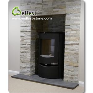 Riven Black Slate Panel for Fireplace Hearth