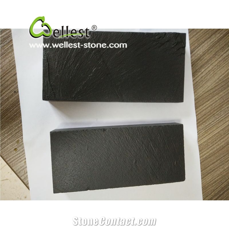 Riven Black Slate Panel for Fireplace Hearth
