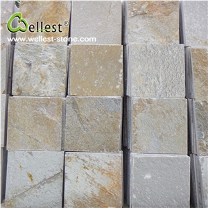 S014 Yellow Wood Beige Slate Natural Split Finish Coping Tile and Paver for Swimming Pool