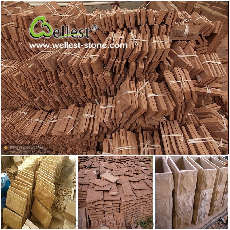 Sandstone Mushroom Stone,Yunnan Red Sandstone Building Stone,Landscaping Stone for Wall Cladding