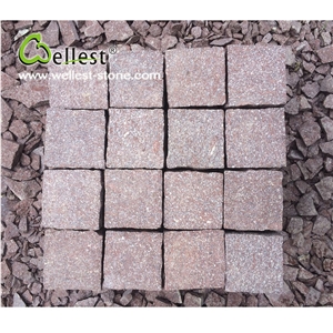 Wholesale High Quality Flamed Finished Red Granite Cube Paving Stone