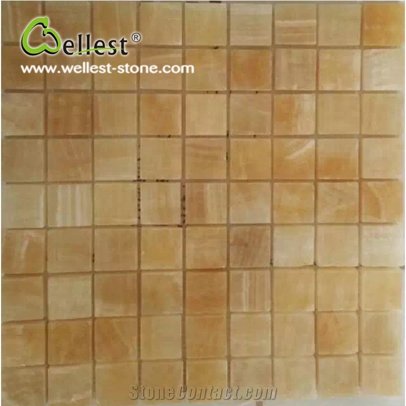 Wholesale Polished Golden Onyx Mosaic for Wall Decoration