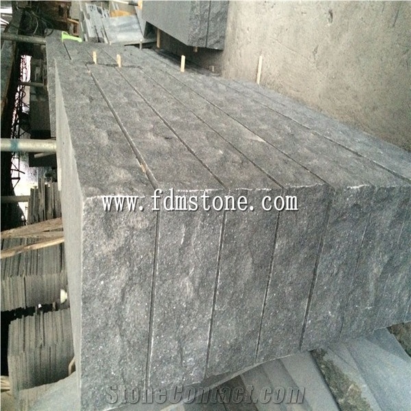 Bushhammered G684 Black Basalt Stone Tile & Slab