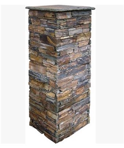 Cement Slate Pillars Column, Fence Stone Pillars Surrounds Slate Panels Stone Show Panel with Bread,New Product Cultured Stone Gates Post