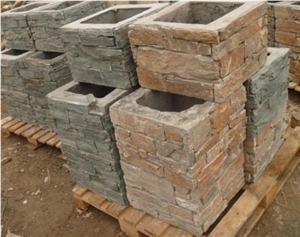 Cement Slate Pillars Column, Fence Stone Pillars Surrounds Slate Panels Stone Show Panel with Bread,New Product Cultured Stone Gates Post