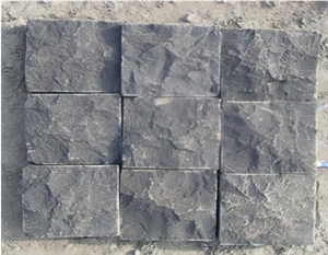 Mongolia Black Granite Natural Split Pavers,Mushroom Stone Cladding
