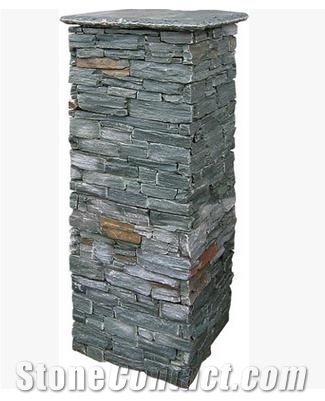 Slate Gate Post from Manufacturer,Natual Slate Entry Gate Posts,Decorative Gate Columns,Slate cladding Cement post