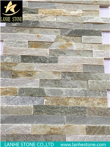 Bevelled Golden Quartzite Cultured Stone for Wall Cladding