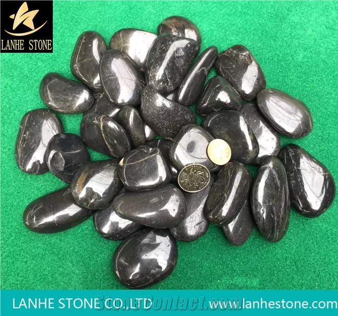 China Black Pebble,Black Aggregates,Flat Pebble,Black Gravel,Black River Stone,Polished Pebbles,Gravel