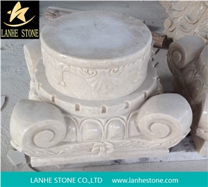 China Yellow Marble Column Base for Decorative