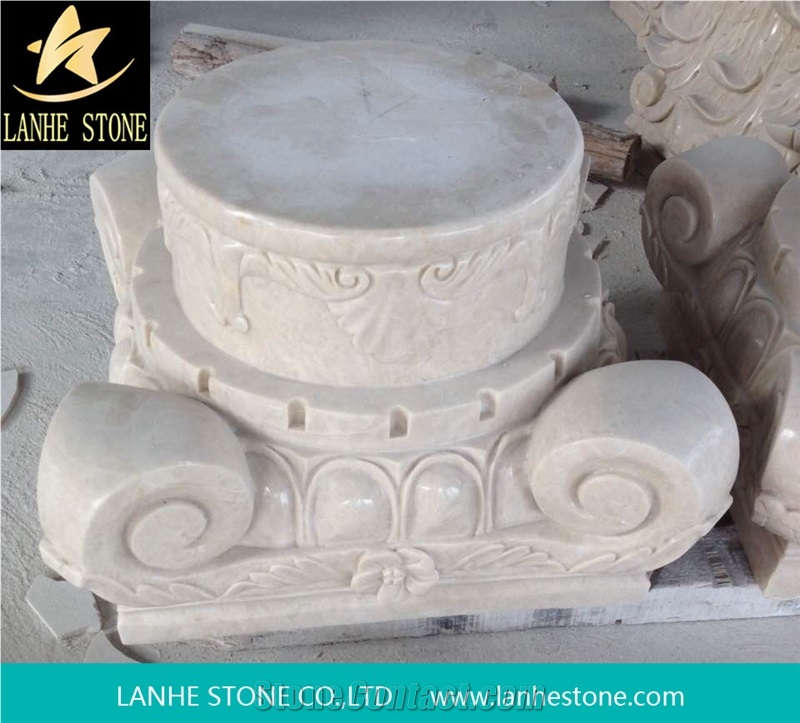 Chinese Beige Marble Column Bases