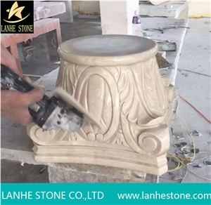 Chinese Beige Marble Column Bases