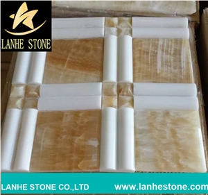 Classical Yellow Stone Onyx Polished Mosaic,Mosaic Wall Covering