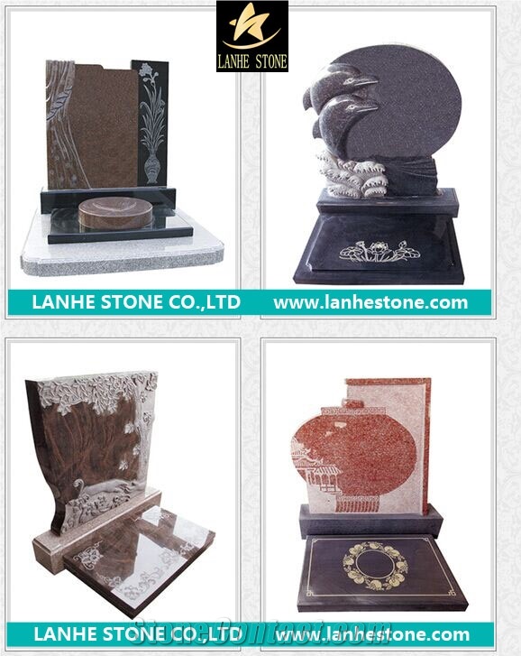 Engraved Monument & Tombstone,Green Granite Monument & Tombstone,Gravestone with Heart-Shaped Carving & Headstone