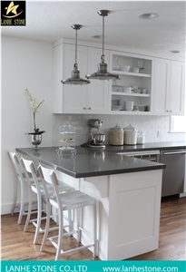 Pure Black Quartz Kitchen Countertop, Engineered Stone Kitchen Countertop,Quartz Kitchen Countertops