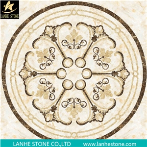 Ruschita Creme Rosa China Pink Granite Paver with Waterjet Cut Inlaid L,For Home Decoration Marble Inlayed Medallion