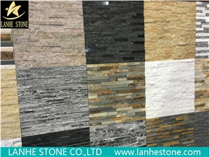 Strip Wall Tile Mixed Color Cultured Stone , Competitive Culture Stone Wall Decoration , Multi Color Slate Wall Panel & Decorated Wall Tiles