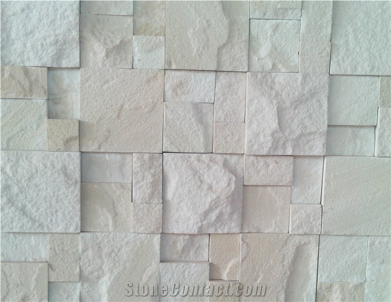 Mint Sandstone Split Face Mosaic, Beige Sandstone Wall Mosaic