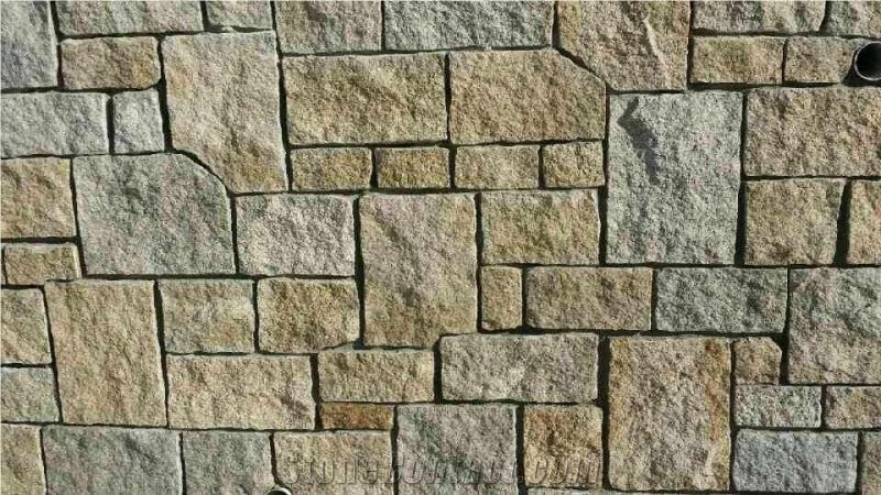Fargo G682/Yellow Granite Walling Bricks, Chinese Yellow Granite Building Stones, Golden Granite Wall Facades, Wall Castled Stone