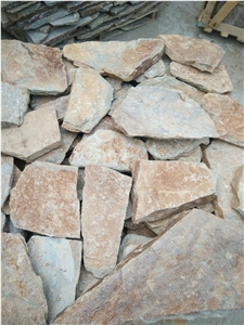 Fargo Giallo/Rustic Quartzite Random/Irregular Flagstones, China Rustic Quartzite Flagstone Walkway Pavers, China Quartzite Loose Wall Pieces