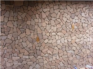 Fargo Pink Sandstone Random Shape Flagstones, Sandstone Irrgular Wall Cladding Pieces
