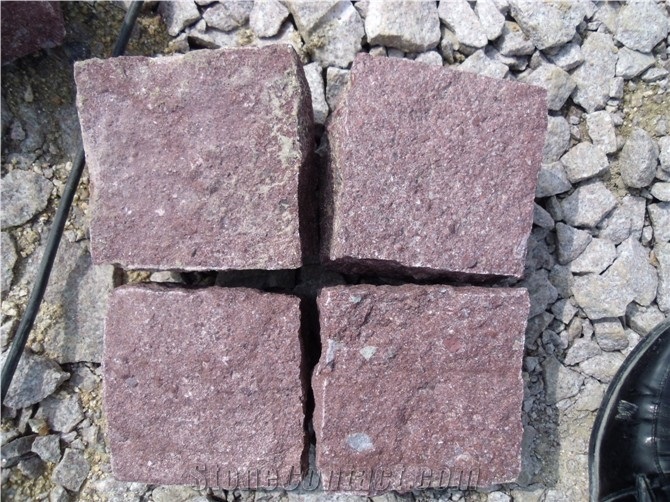 Fargo Red Porphyry Cube Stone, Chinese Red Granite Cobble Stone, Natural Split Paving Cubes, Garden Stepping Pavements