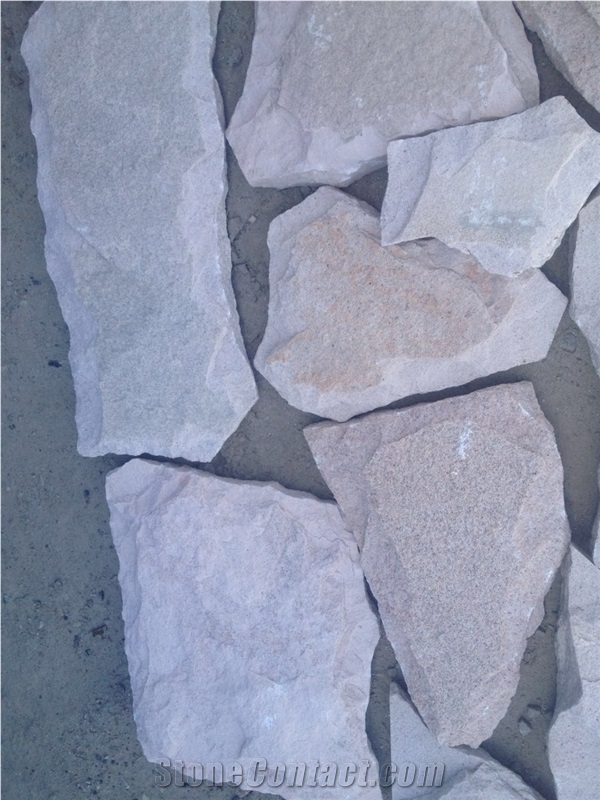 Fargo White Sandstone Irregular Mushroomed Wall Cladding Pieces, China White Sandstone Random Shape Mushroomed Wall Stone, Split Face White Mushroom Stone