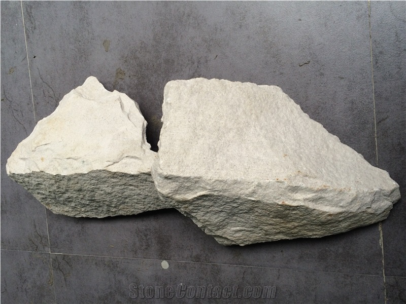 Fargo White Sandstone Mushroomed Corner Stone, White Wall Cladding Corner Stone, White Sandstone Natural Split Mushroom Stone