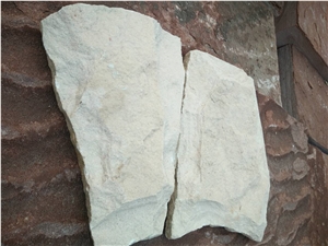 Fargo White Sandstone Mushroomed Wall Cladding Pieces, White Sandstone Split Face Mushroomed Wall Stone