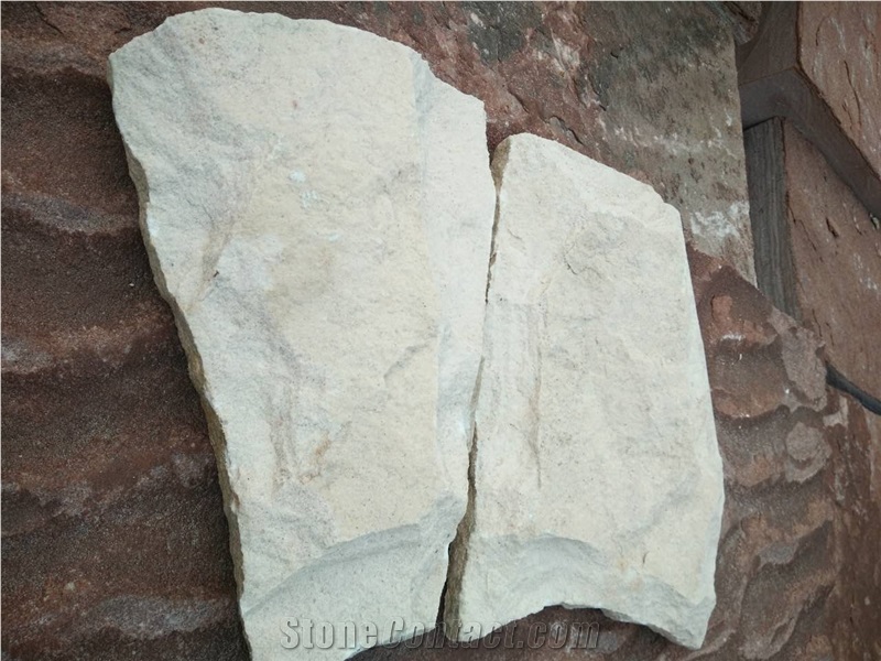 Fargo White Sandstone Wall Cladding Pieces, White Sandstone Irregular Flagstone, Random Shape Falgstones